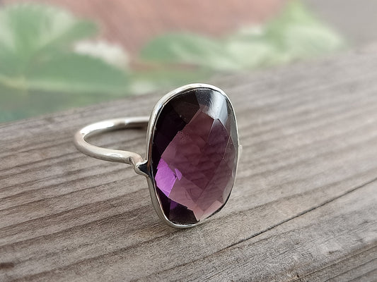 Boho Statement Ring - amethyst Sterling Silver Ring - Hand Crafted Bohemian Ring-Bohemian Ring - amethyst Natural Stone - Rings, amethyst