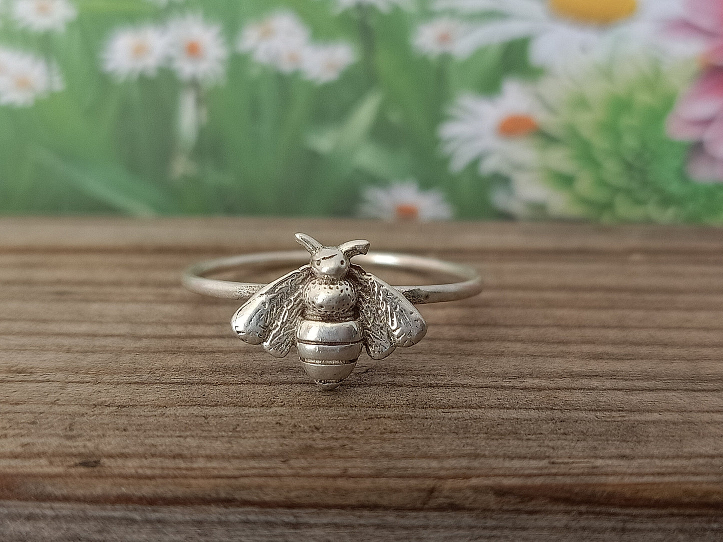 Bee sterling silver ring , handmade silver ring , stacking silver ring , charm silver ring , handcrafted boho ring , silver ring ,ring