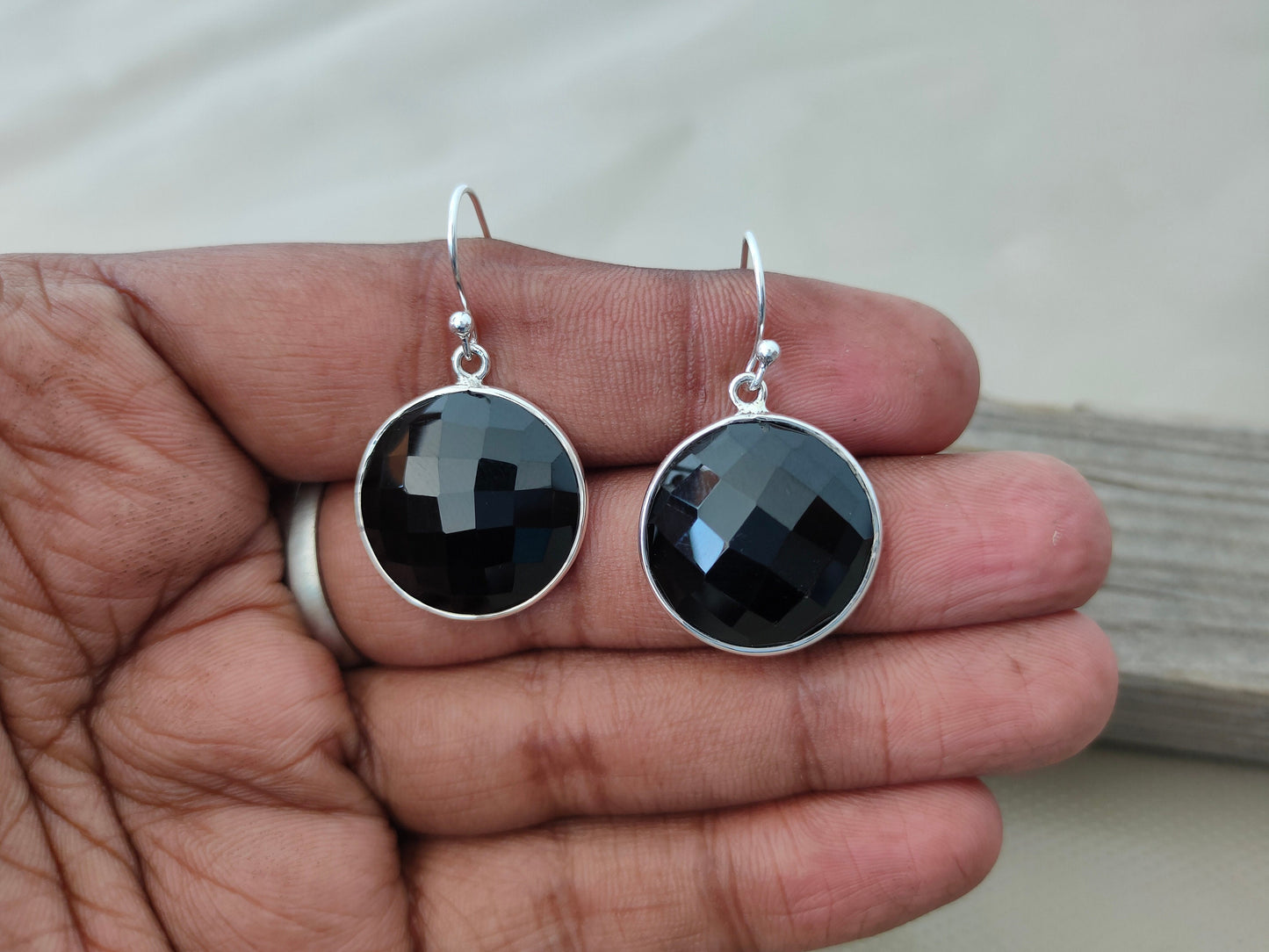 Bohemian Black Onyx Silver Earrings - Sterling silver 925 earrings - Earrings - Handmade Boho Studs - Silver Earrings - Gifts for her