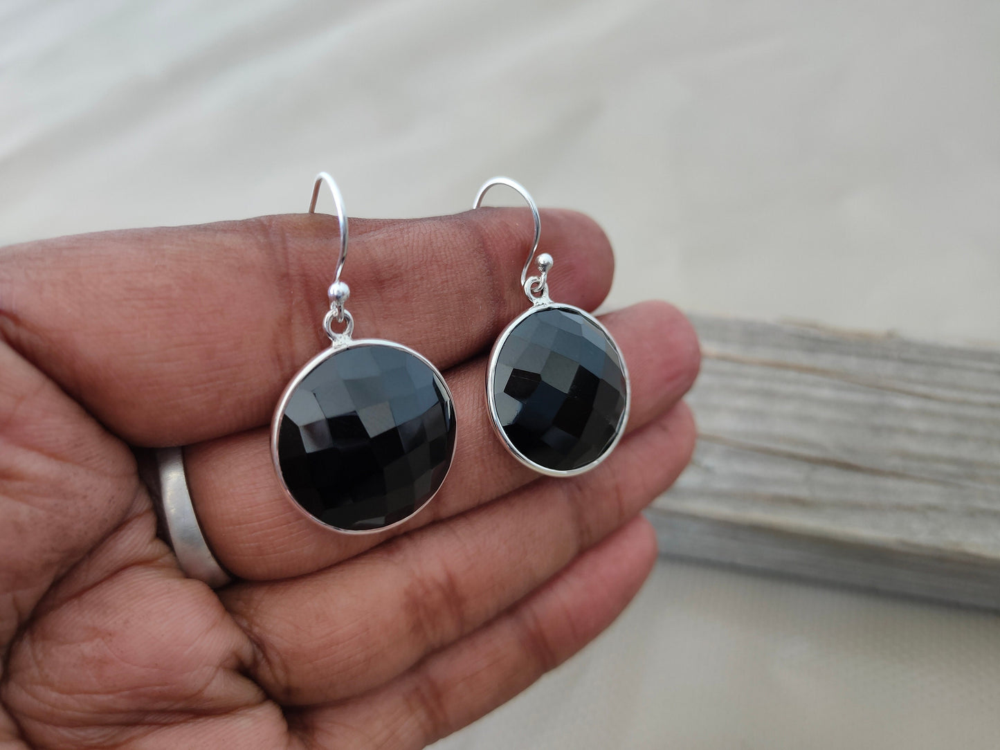 Bohemian Black Onyx Silver Earrings - Sterling silver 925 earrings - Earrings - Handmade Boho Studs - Silver Earrings - Gifts for her