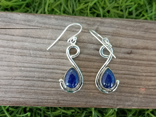 Lapis Lazuli Sterling Silver Handmade Earring | Lapis Lazuli Stone | Daily Wearable Earrings in Pear Shape | Bezel Earrings Gift for Her