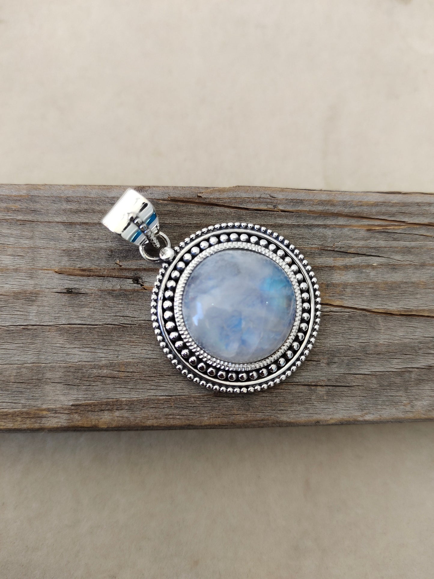 Rainbow Moonstone Pendant in Solid 925-Sterling Silver | Gorgeous Handmade Rainbow Moonstone Pendant | Boho Pendant Gift for Her