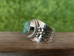 Turquoise Stone  Band Ring , Sterling Silver Band ring , Unique Band Silver ring ,Handmade silver Ring ,Bohemian Band ,band , silver ring