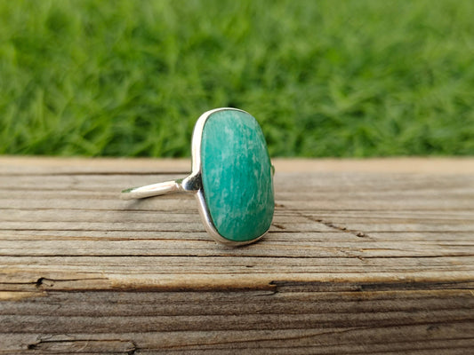 Boho Statement Ring - Amazonite Gemstone Sterling Silver Ring - Hand Crafted Bohemian Ring- Bohemian Ring - Amazonite Gemstone   - Rings