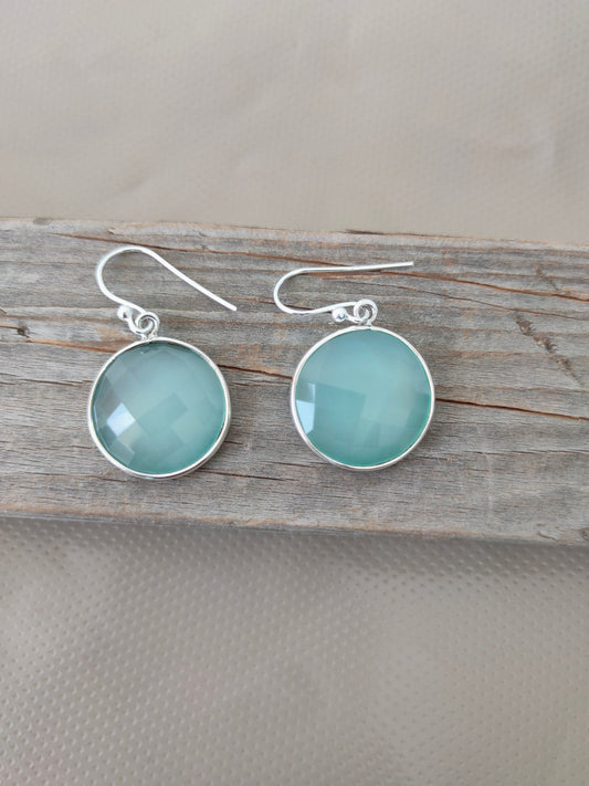 Aqua Calci Sterling Silver Handmade Earring | Aqua Calci Stone long earrings  - Gift for Her - Aqua Calci- Gifts - best gift, christmas gift