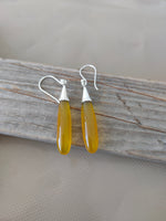 Yellow Calci 925 Sterling Silver - Handmade Earring -Yellow Calci Pear Shape Silver Earrings -  Boho Earrings- Gift for Her- Unique Earring