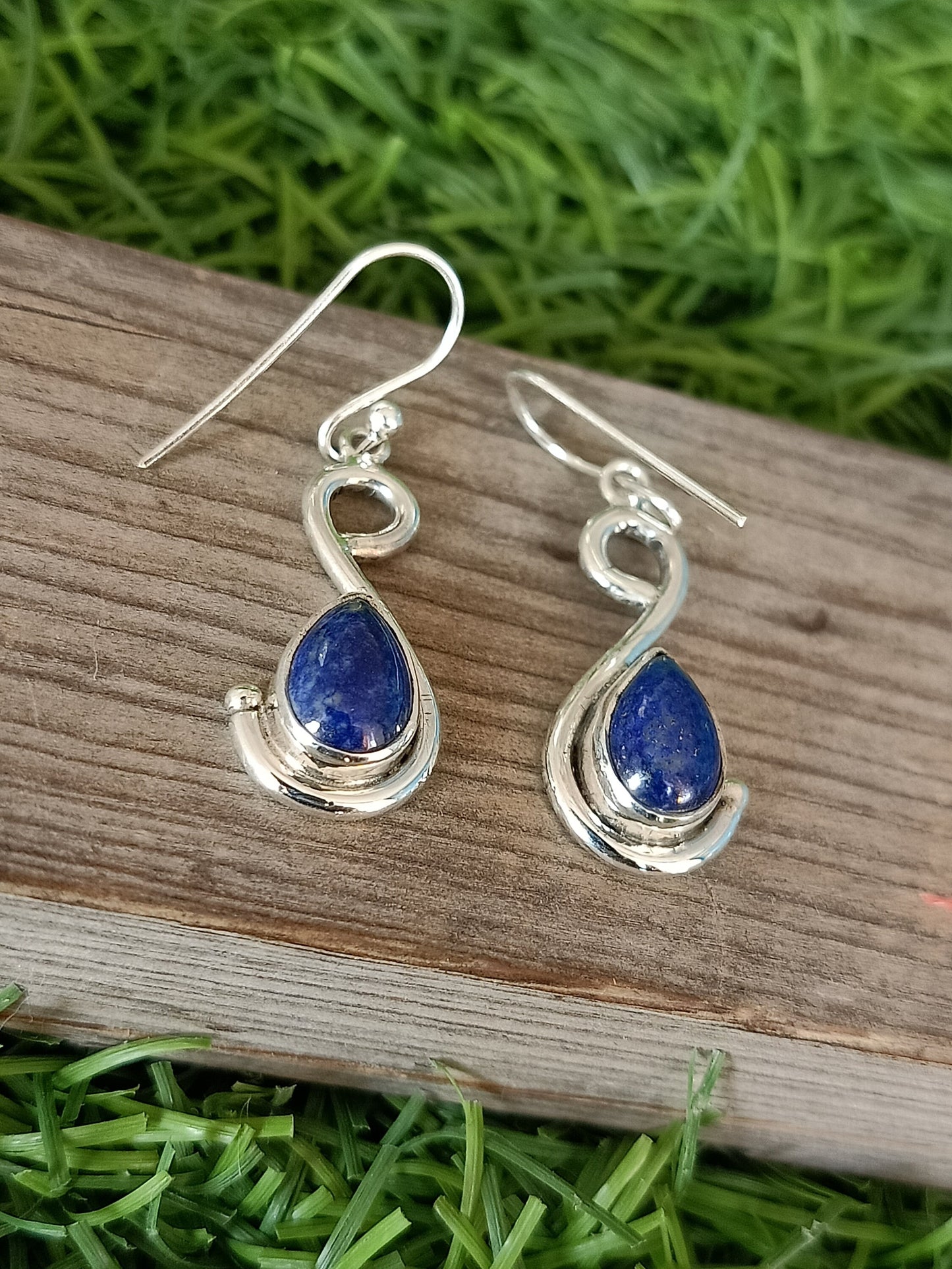 Lapis Lazuli Sterling Silver Handmade Earring | Lapis Lazuli Stone | Daily Wearable Earrings in Pear Shape | Bezel Earrings Gift for Her