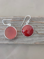 Red Calci Sterling Silver Handmade Earring | Red Calci Stone long earrings  - Gift for Her - Red Calci- Gifts - best gift, christmas gift