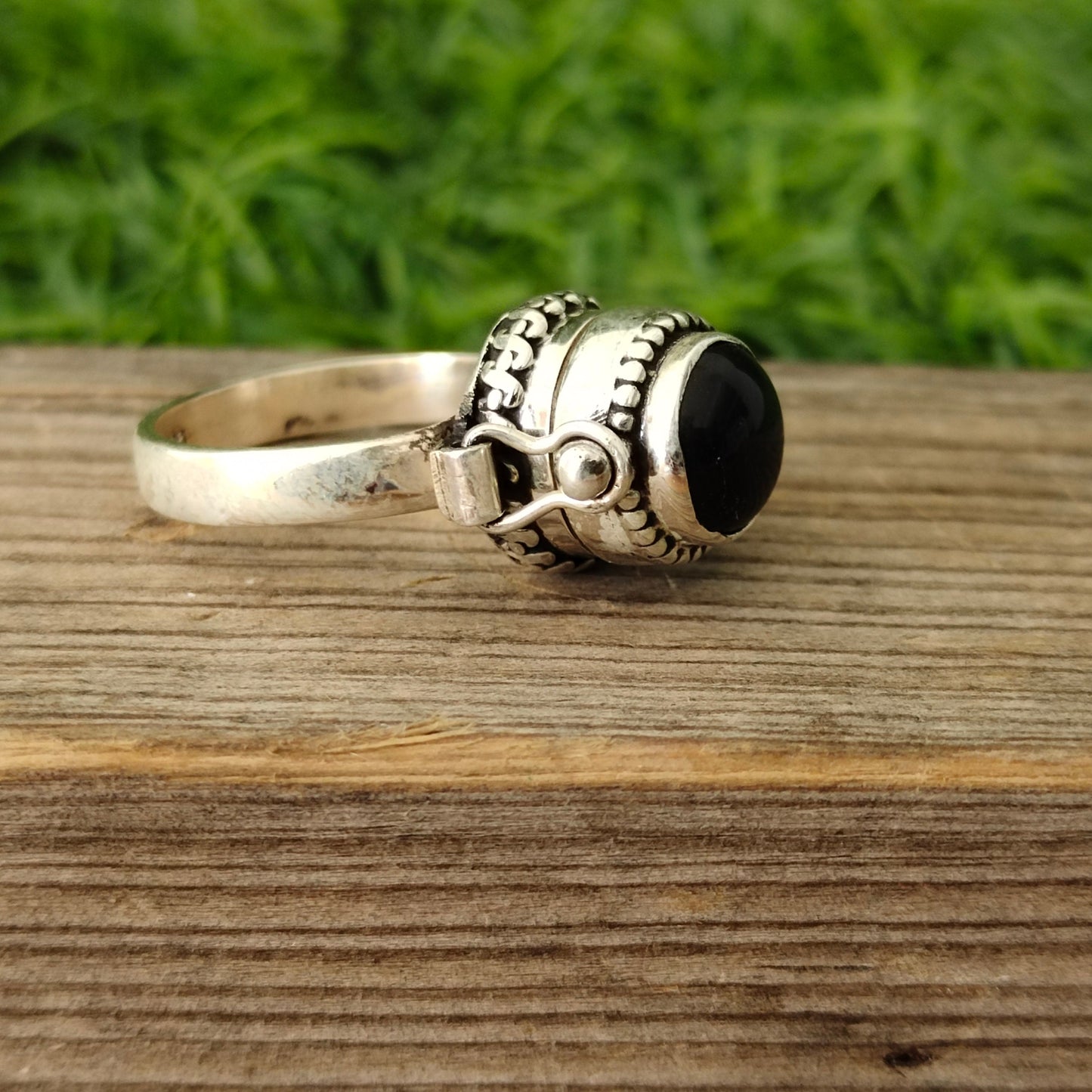 Unique Secret message ring , Sterling silver 925 ring , Black Onyx Silver Ring , January birthstone ring , love ring, small box ring , gift