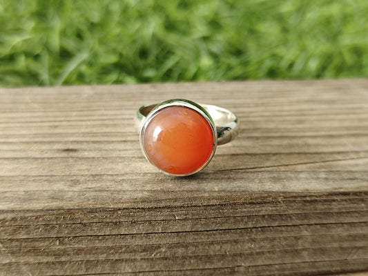 Boho Statement Ring - Orange Calcy Sterling Silver Ring - Hand Crafted Bohemian Ring-Bohemian Ring - Orange Calcy   - Rings - Gift for her