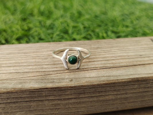 Malachite Gemstone sterling silver ring, handmade silver ring ,stacking silver ring ,charm silver ring ,handcrafted boho ring ,silver ring
