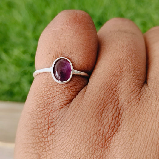 Boho Statement Ring - Amethyst Sterling Silver Ring - Hand Crafted Bohemian Ring-Bohemian Ring - Amethyst Rings -Gift for Her