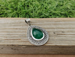 Green Onyx Natural Gemstone  Pendant in Solid 925-Sterling Silver | Gorgeous Handmade Green Onyx Pendant | Boho Pendant Gift for Her - Green