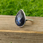 Bague Boho Statement | Bague en argent sterling avec labradorite | Bague bohème fabriquée à la main | Bague Boho | Bague labradorite | Bagues à offrir