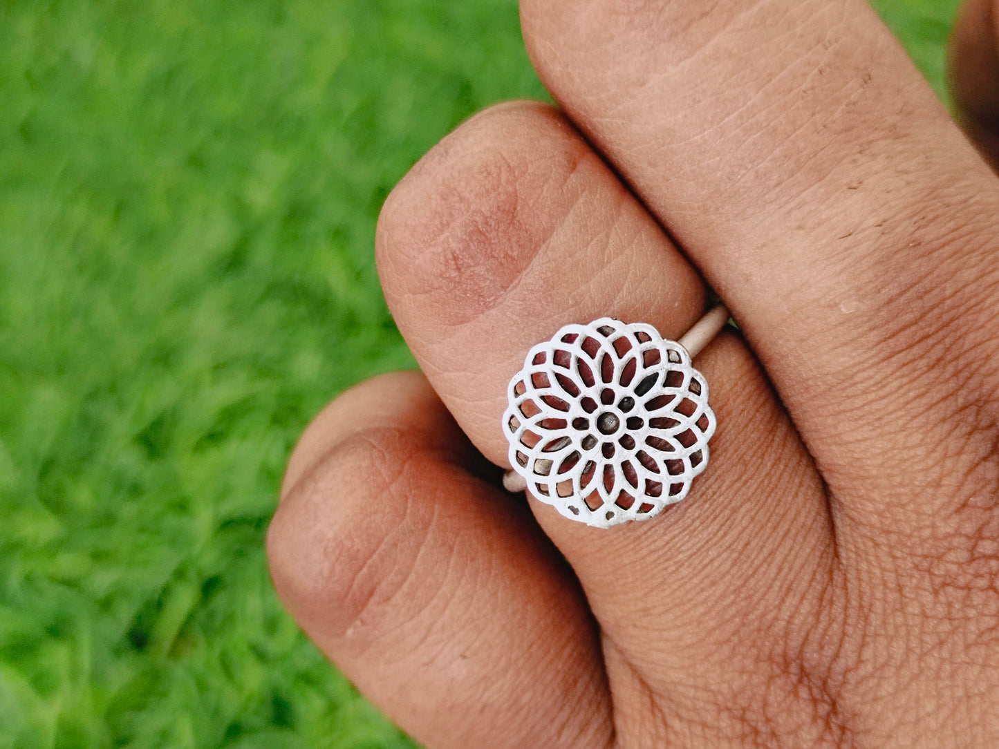 Flower sterling silver ring , handmade silver ring , stacking silver ring , charm silver ring , handcrafted boho ring , silver ring ,ring