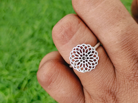 Flower sterling silver ring , handmade silver ring , stacking silver ring , charm silver ring , handcrafted boho ring , silver ring ,ring