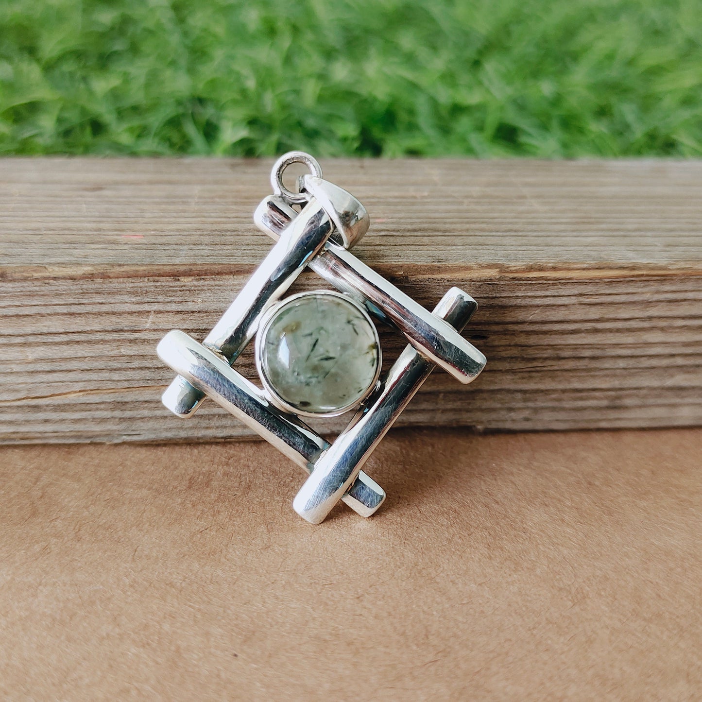 Prehnite Natural Gemstone Pendant in Solid 925-Sterling Silver |Gorgeous Handmade Prehnite Gemstone Round Pendant |Boho Pendant Gift for Her