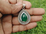 Green Onyx Natural Gemstone  Pendant in Solid 925-Sterling Silver | Gorgeous Handmade Green Onyx Pendant | Boho Pendant Gift for Her - Green