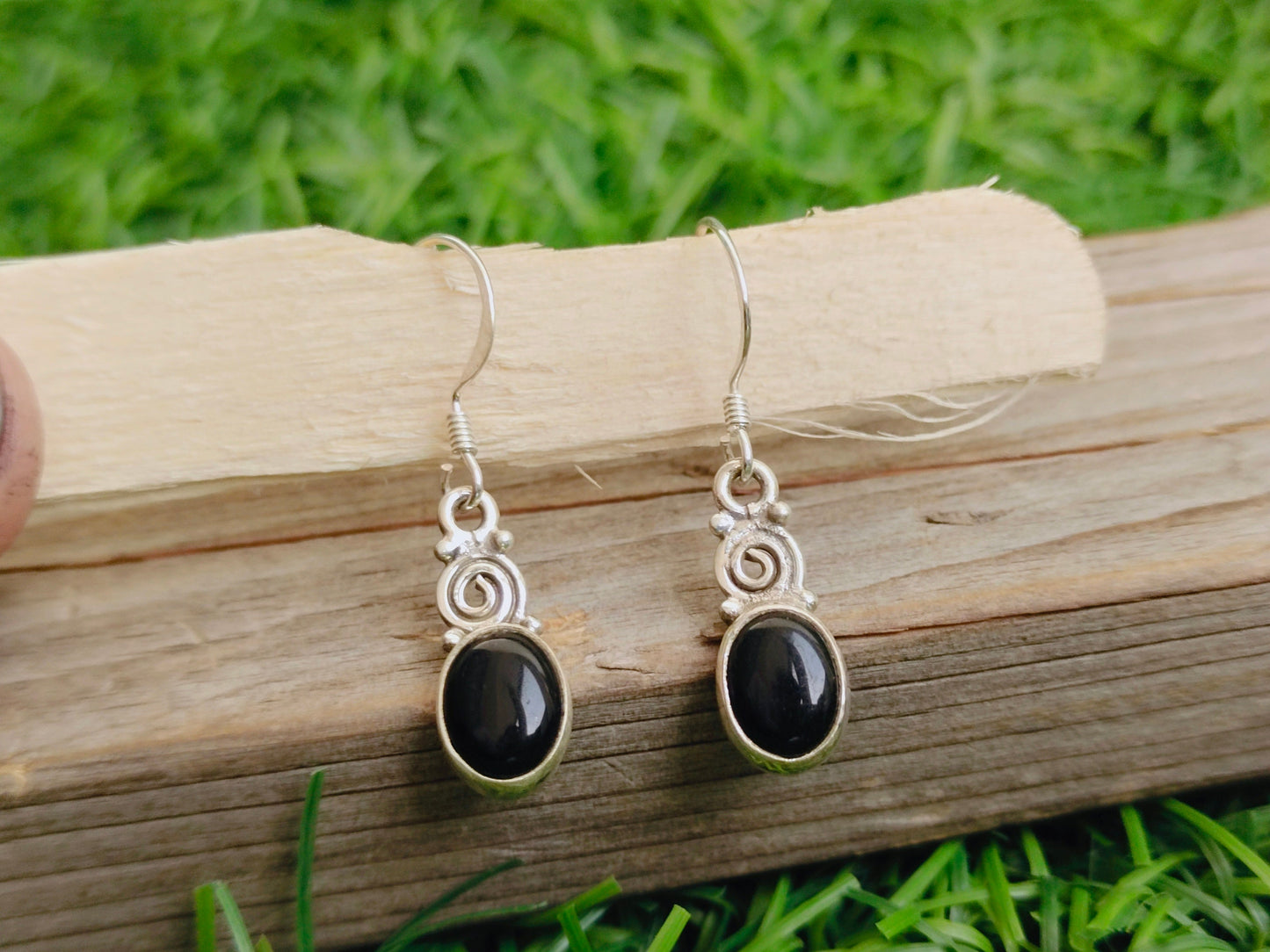 Black Onyx Sterling Silver - Handmade Earring - Black Onyx stone - Daily wearable Earrings -In Oval Shape Boho Earrings Gift for Her Love