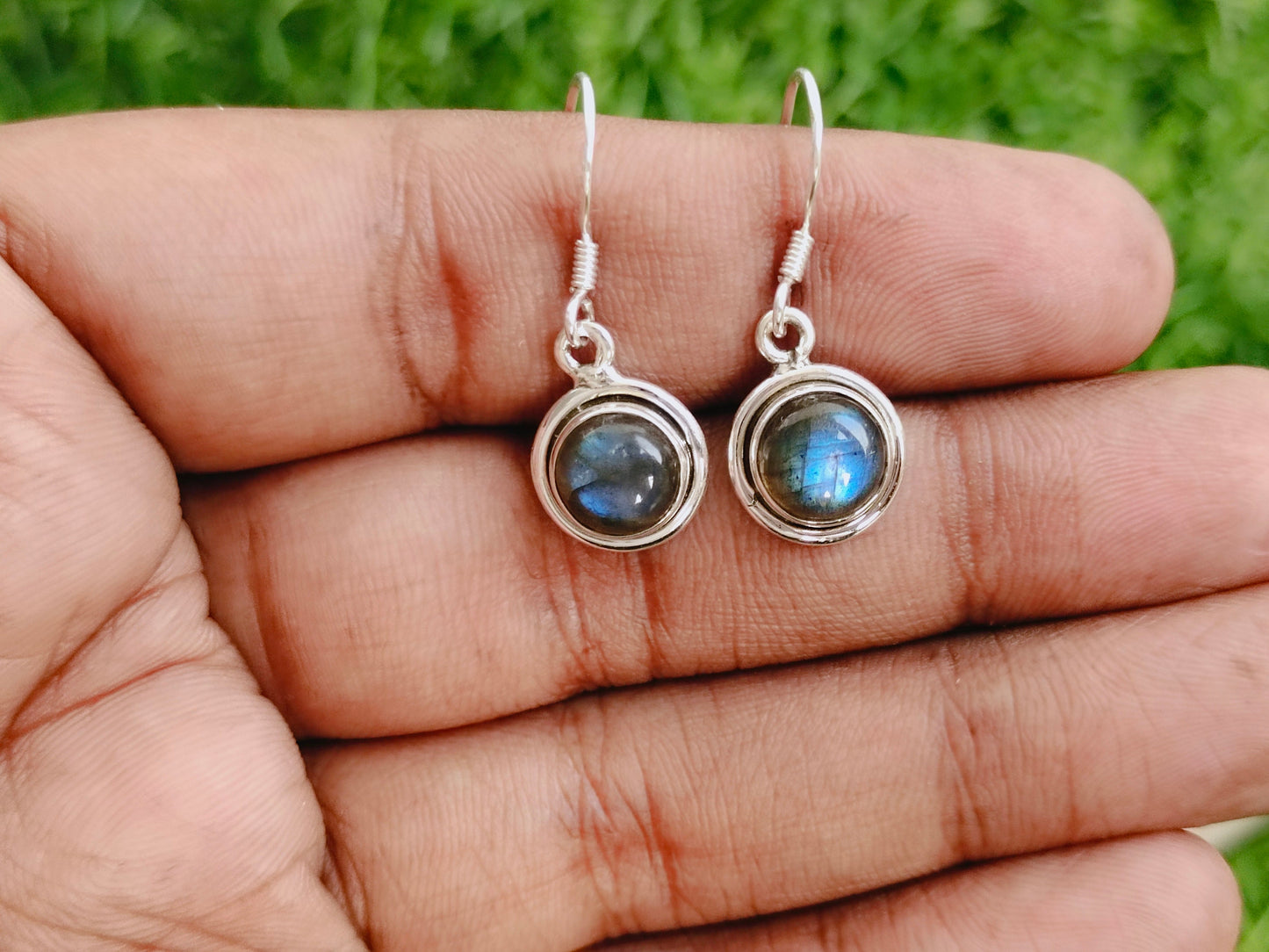 925 Labradorite Sterling Silver Handmade Earring Labradorite Stone Daily wearable Earrings in Round Shape Earrings Gift for Her