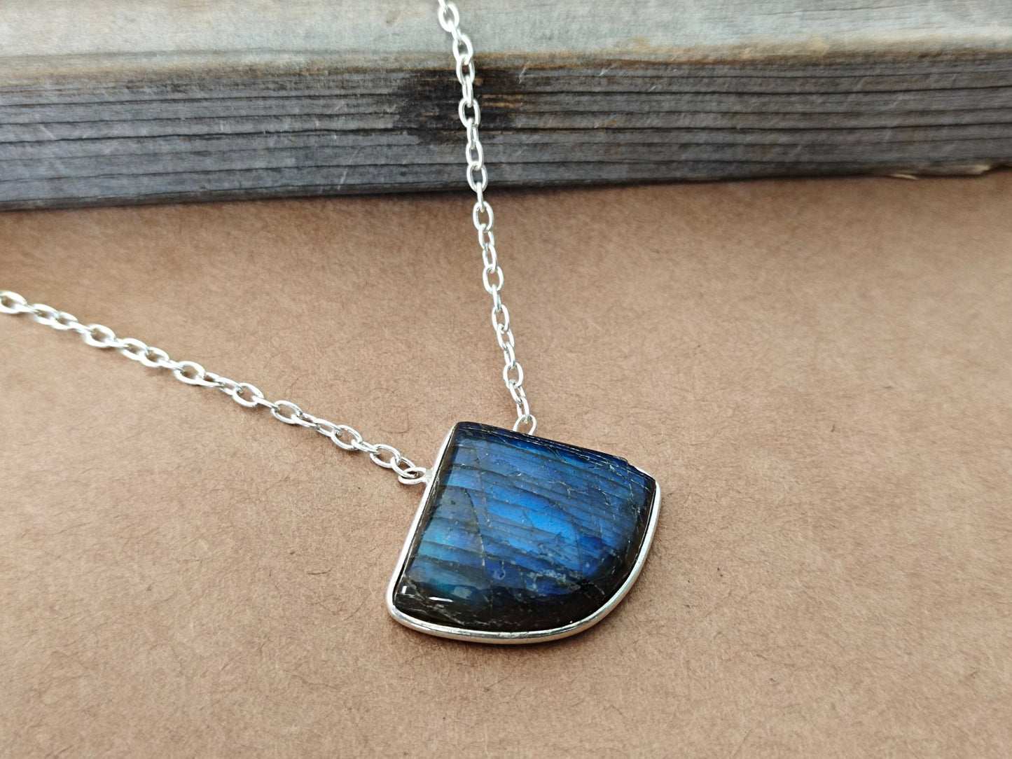 Labradorite Necklace in Solid 925-Sterling Silver |Gorgeous Handmade Labradorite Pendant |Boho Pendant Gift for Her - Triangle Shape Pendant