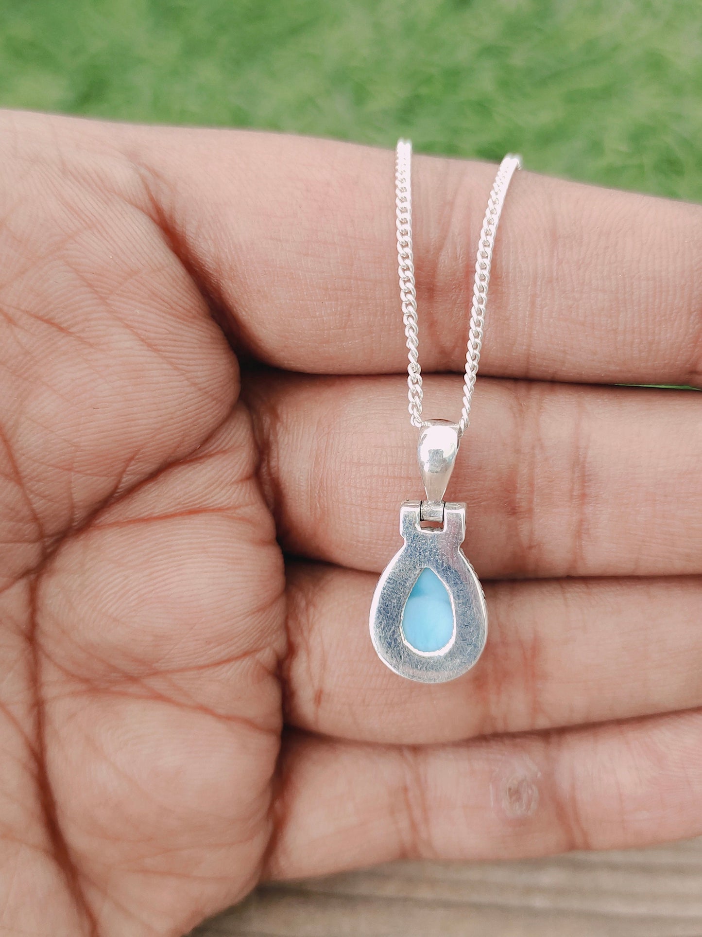 Larimar stone Beautiful designed necklace , handmade Beautiful  pendant , Larimar pendant , natural larimar stone pendant , design pendant