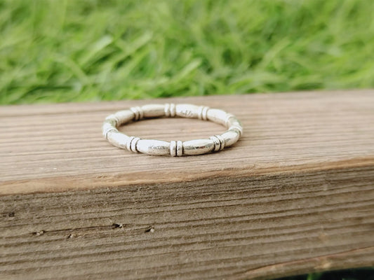 Round Stacking sterling silver Band , handmade silver Band , stacking silver ring , charm silver ring , handcrafted boho ring