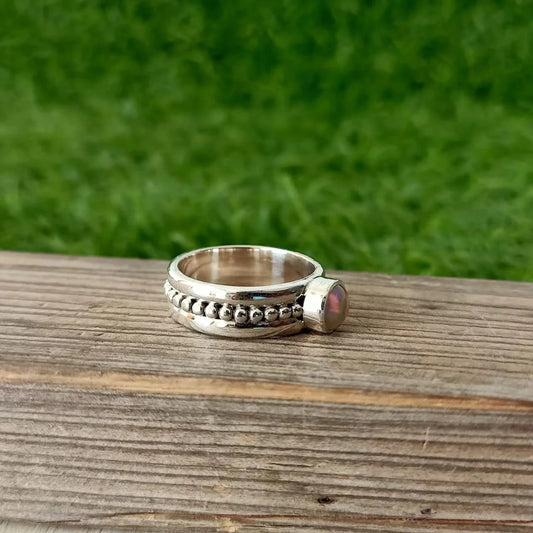 Opal Stone Band, Sterling Silver Band, Unique Band Silver Ring, Handmade Silver Ring, Bohemian Band, bands, band ring Opal band , stacking