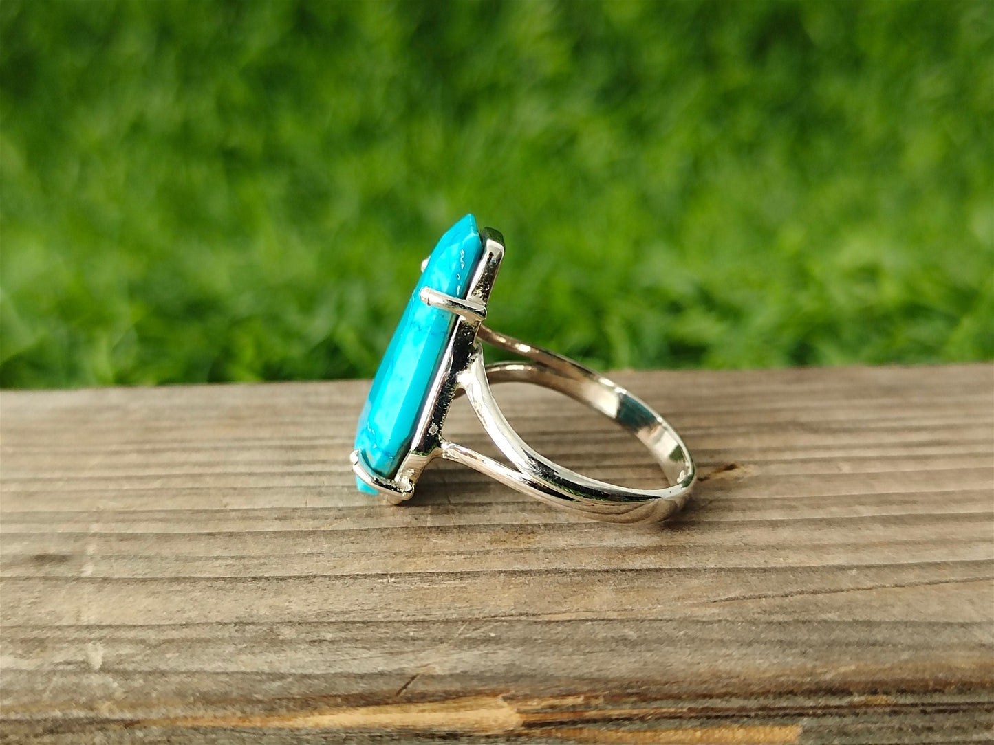 Turquoise Gemstone Boho  Ring - 925 Sterling Silver Ring - Turquoise coffin ring -Bohemian Ring - Turquoise ring- coffin ring - Rings -Gifts