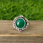 Boho Statement Ring - Green Onyx Sterling Silver Ring - Hand Crafted Bohemian Ring-Bohemian Ring - Green Onyx  - Rings -Gift for