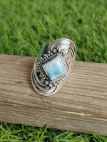 Larimar Natural Gemstone Ring -925 Sterling Silver Ring - Hand Crafted Bohemian Ring- Blue  Larimar  Ring- Rings - Gifts for her -Gifts