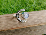Moonstone Natural Gemstone Moon Shape Boho Statement Ring-Hand Crafted Bohemian Ring- Bohemian Ring - Sizable Ring - Gifts for her Moonstone