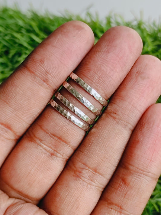 Hammered Silver stacking ring - Set of 4 band ring -  hammered 925 boho ring - Stacking rings - 925 Sterling Silver Band Ring -Midi Ring