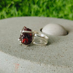 Boho Statement Ring - Raw Gemstone of Garnet Sterling Silver Ring- Hand Crafted Bohemian Ring-Bohemian Ring -Raw Garnet Gemstone - Gifts