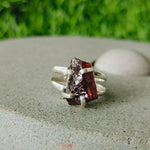 Boho Statement Ring - Raw Gemstone of Garnet Sterling Silver Ring- Hand Crafted Bohemian Ring-Bohemian Ring -Raw Garnet Gemstone - Gifts