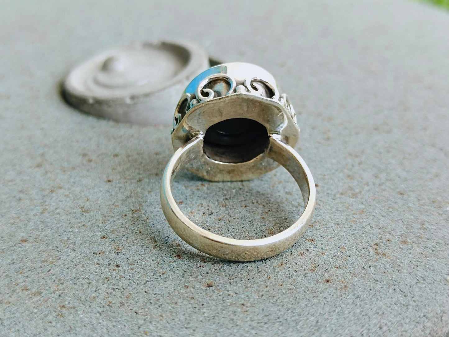 Boho Ring - Shiva Eye Ring - 925 Sterling Silver Ring - Shiva Eye Shell Ring -Indian God Ring-  Religious Ring, Spiritual Ring - OM Ring