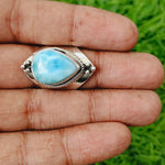 Larimar Natural Gemstone Ring -925 Sterling Silver Ring - Hand Crafted Bohemian Ring- Blue  Larimar  Ring- Rings - Gifts for her -Gifts