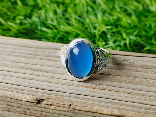 Boho ring- blue calcy ring -925 sterling silver ring-Hand crafted bohemian ring- Silver Ring - Gift item- Freeship -Silver Ring - Jewelry