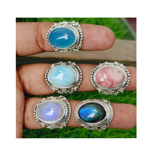Multiple Stones Boho Statement rings , 925 sterling silver ring,Handcrafted Bohemian Ring, personalized stone ring ,choose stone ring,gifts