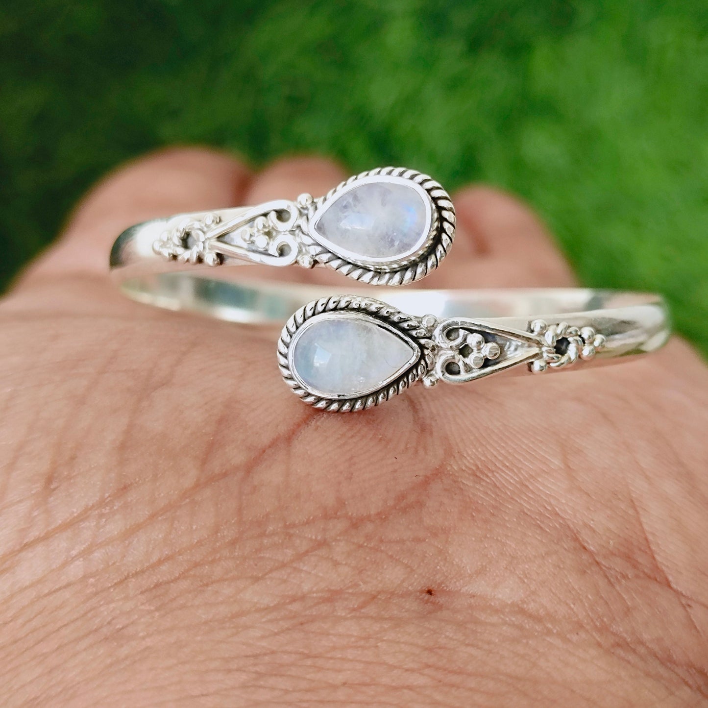 Moonstone bangle bracelet - silver cuff Bracelet - Sterling Silver Bracelet - cuff bracelet- moonstone cuff bracelet-for Women Bracelets