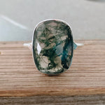 Boho ring - Bazel ring - moss agate silver ring - 925 Silver ring - Boho silver ring - moss agate ring - Christmas Gift - free shipping