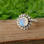 Moonstone Boho Ring - Rainbow Moonstone Sterling Silver Ring- Hand Crafted Bohemian Ring-Bohemian Ring-Marquise stone ring - Rings -Gift for