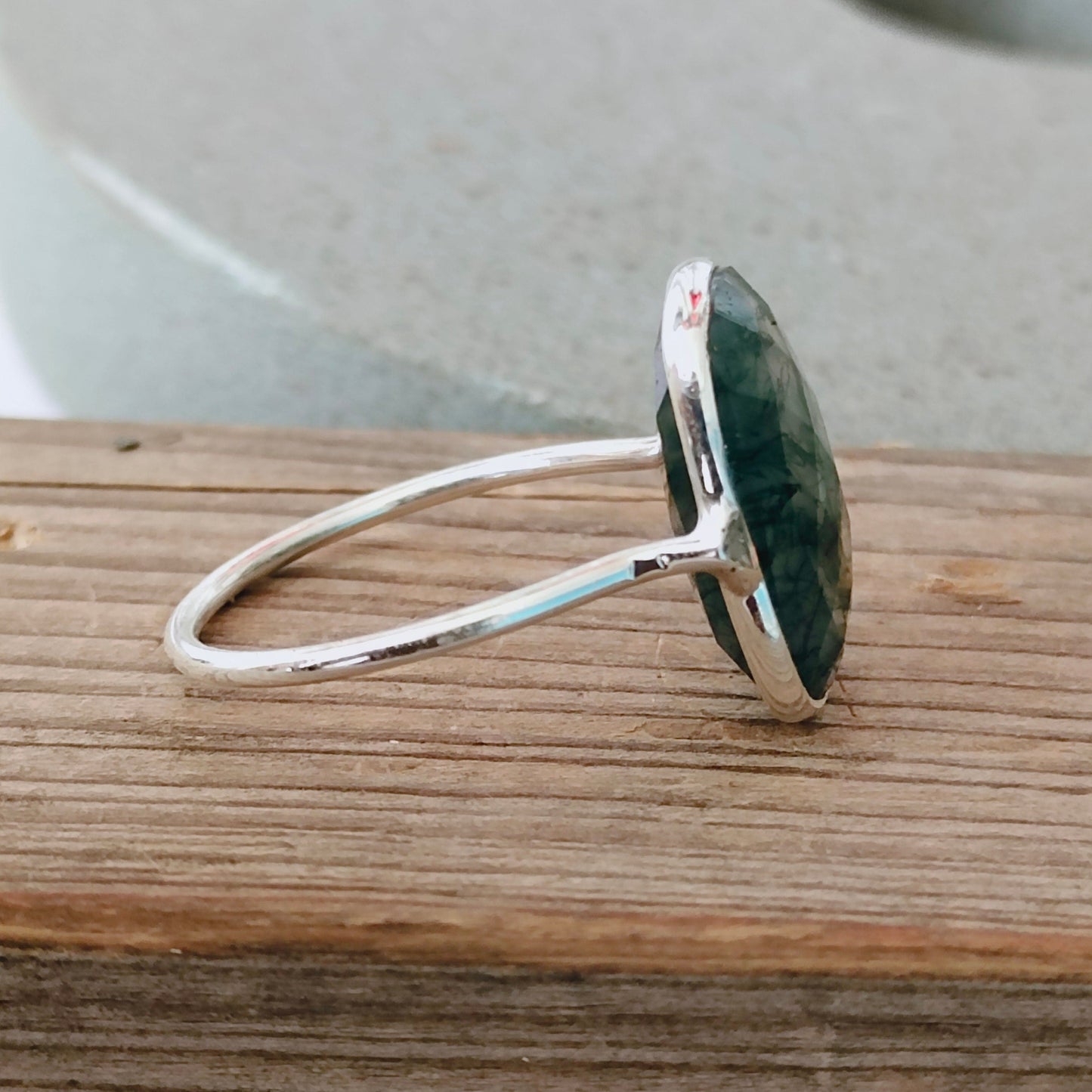 Boho ring - Bazel ring - moss agate silver ring - 925 Silver ring - Boho silver ring - moss agate ring - Christmas Gift - free shipping