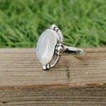 Boho Statement Ring - Rainbow Moonstone Sterling Silver Ring - Hand Crafted Bohemian Ring-Bohemian Ring - Rainbow Moonstone- Rings -Gift for