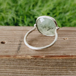 Boho Statement Ring - Prehnite Sterling Silver Ring - Hand Crafted Bohemian Ring-Bohemian Ring -  Prehnite stone- Rings