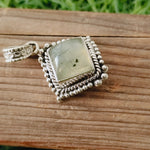 Prehnite Natural Gemstone Pendant in Solid 925-Sterling Silver |Gorgeous Handmade Prehnite Gemstone Round Pendant |Boho Pendant Gift for Her