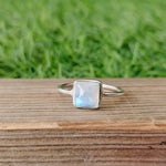 Moonstone  Boho Statement  Sterling Silver Ring - Fashion Ring - Beautiful Blue Flash Ring - Rainbow Ring - Bezel Silver Jewelry