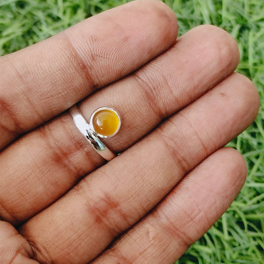 Boho Statement Ring - Yellow  Calci Sterling Silver Ring - Hand Crafted Bohemian Ring-Bohemian Ring - Yellow Calci Rings -Gift for her Gifts