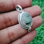 Secret message prehnite pendant , Sterling silver 925 pendant  , prehnite Silver pendant ,  love pendant, small box pendant , gift