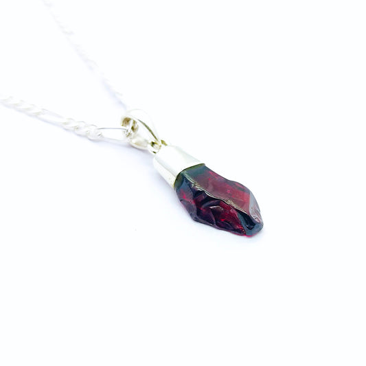 Garnet Pendant in Solid 925-Sterling Silver | Gorgeous Handmade Garnet Pendant | Boho Pendant Gift for Her - Raw gemstone